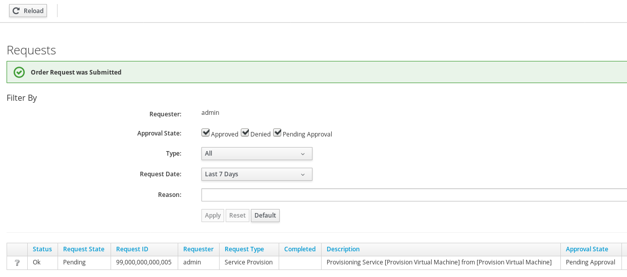 requests queue after ordering provision VM