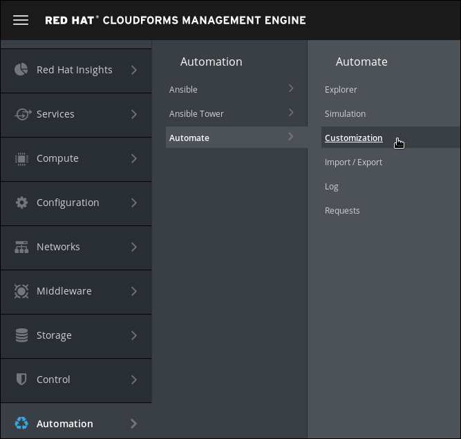 navigate to customization