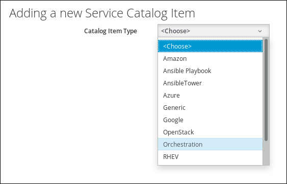 select catalog item type