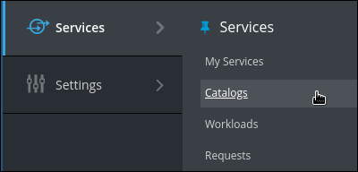 Navigate to Service catalogs